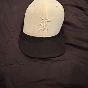 Fear of God Two-Tone White and Black Baseball Cap with Raised F Logo